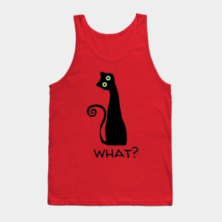 Funny Sarcastic What Face Black Kitten Tank Top